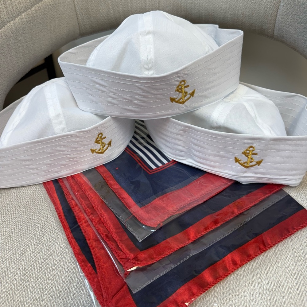 BRAND NEW Sailor hat and scarf, nautical accessory, dance Halloween